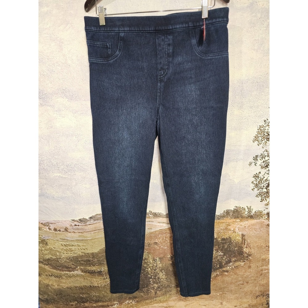 Spanx Pull On Jean-ish Ankle Leggings Jeans Womens Size XL Blue Meas. 34x28